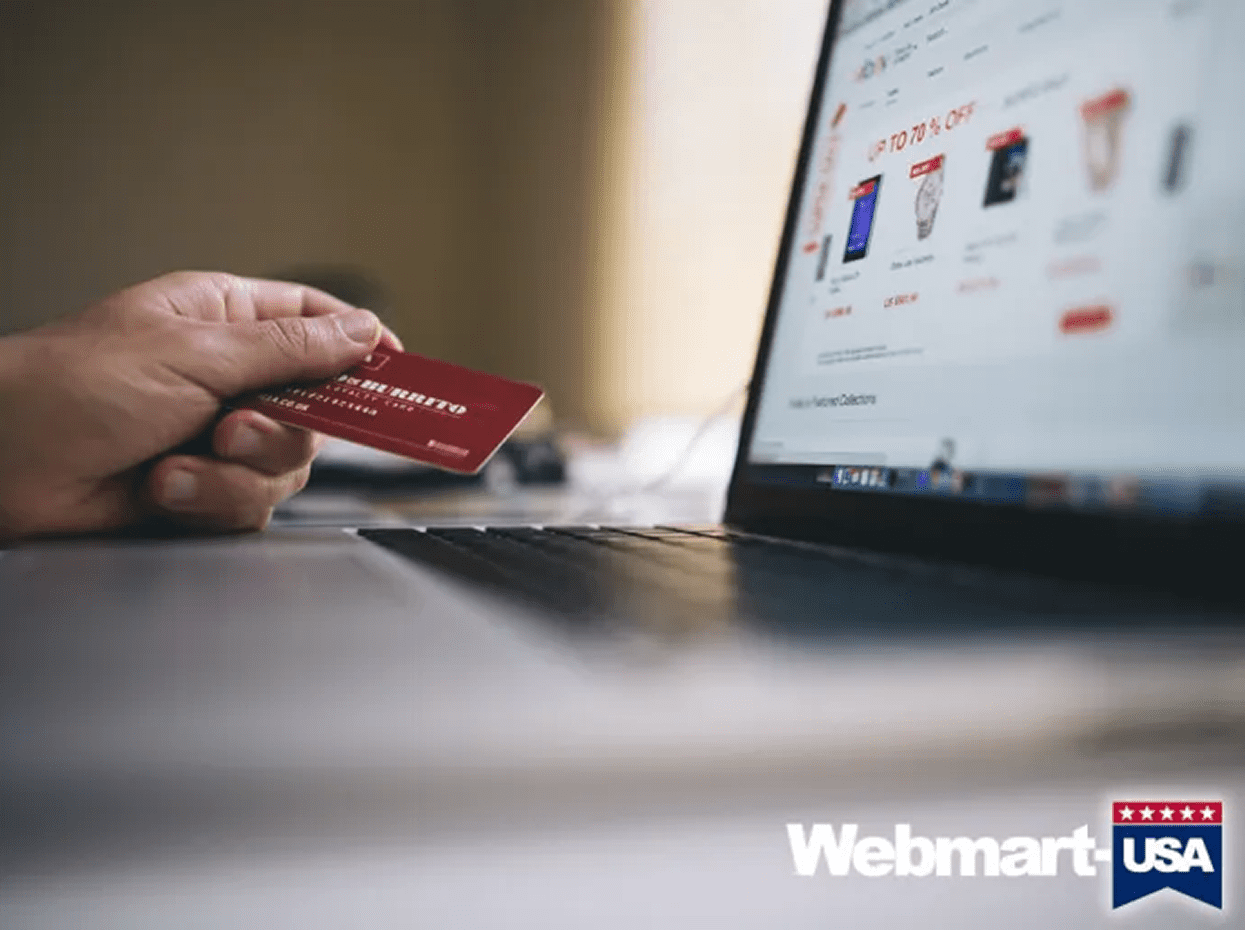 E-commerce transaction on laptop