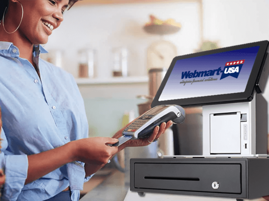 Customer paying via card reader